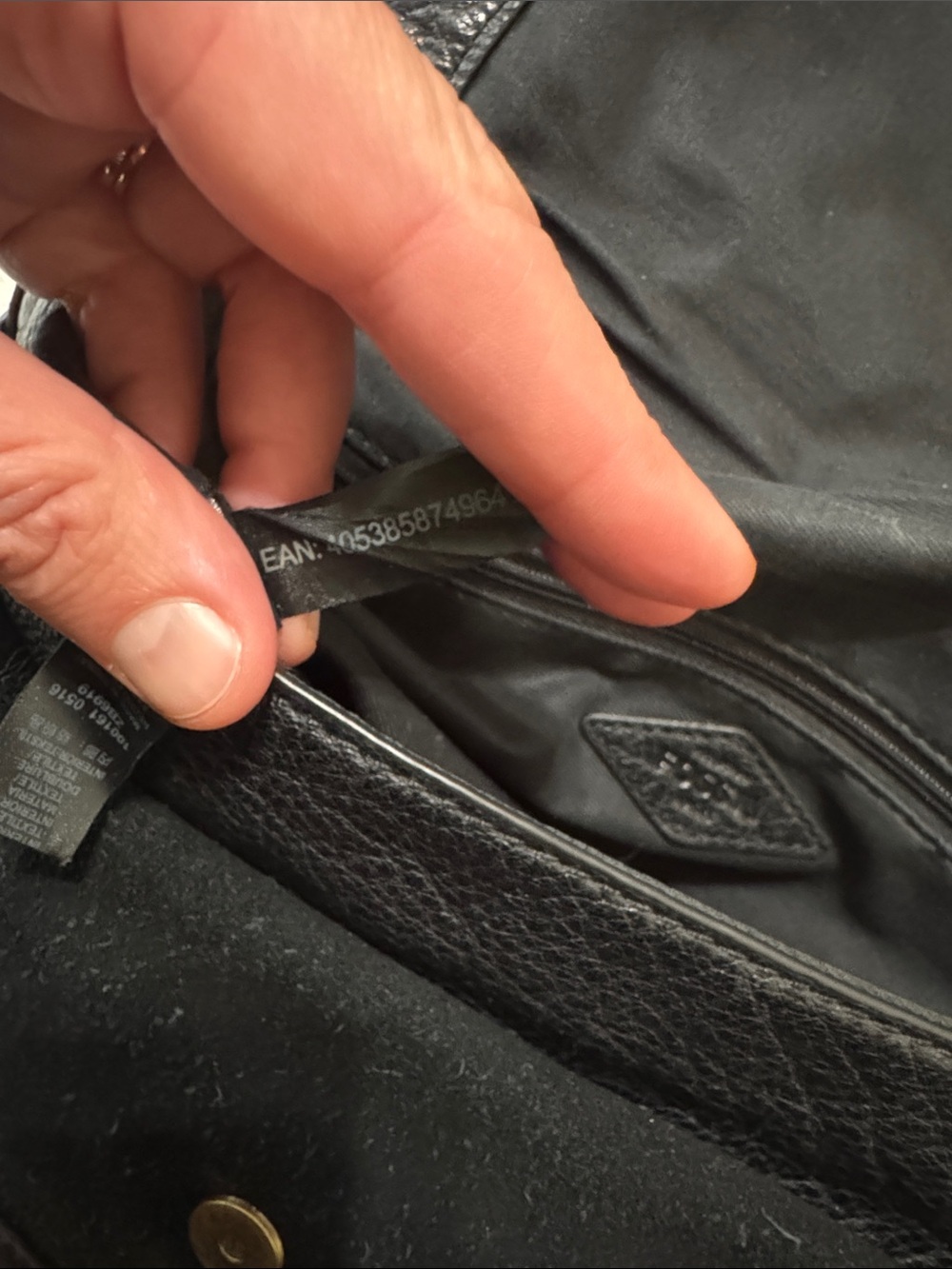 Fossil Peyton Black Pebbled Leather Crossbody Messenger Bag Adjustable Strap - Picture 10 of 11